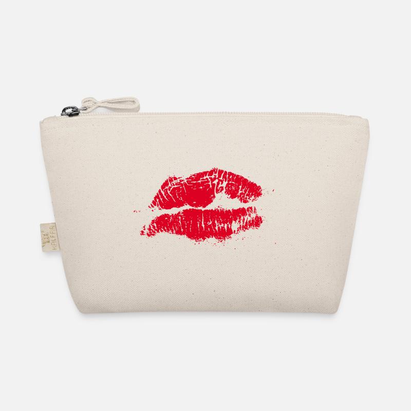 Kussmund Lippenstift Geschenk Valentinstag - Bio-Täschchen - Natur