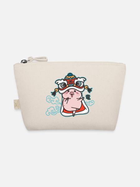 Schweinchen-Drache - Bio-Täschchen - Natur - Vorne