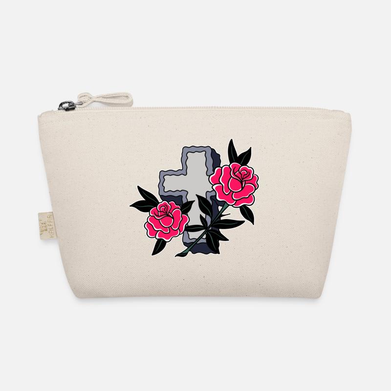 Kreuz und Rosen - Bio-Täschchen - Natur