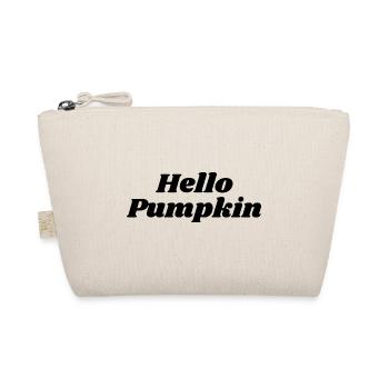 Hello Pumpkin | Welcome Fall Season Pumpkin Text - Organic Pouch - nature - Front