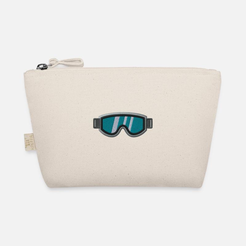 Wintersportbrille bestickt - Bio-Täschchen - Natur