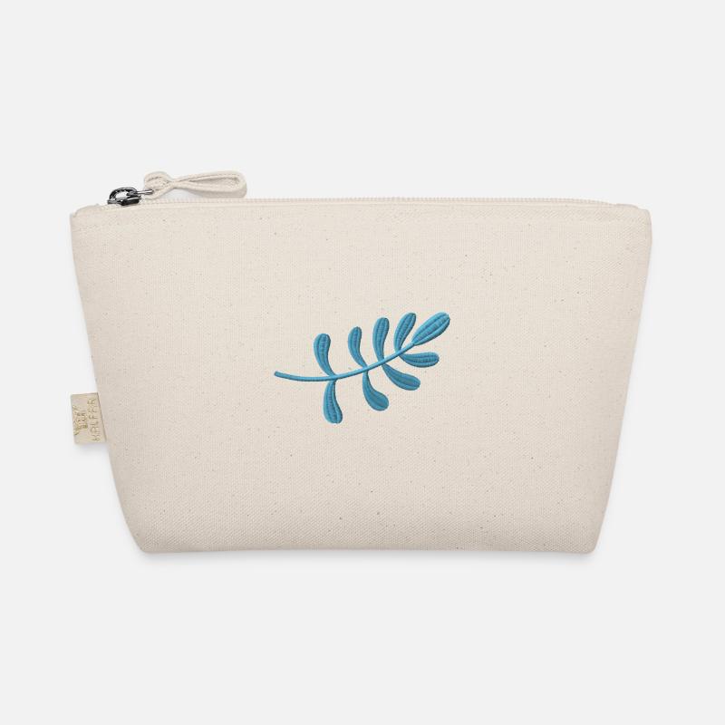 Feuille bleu clair brodée Trousse biologique