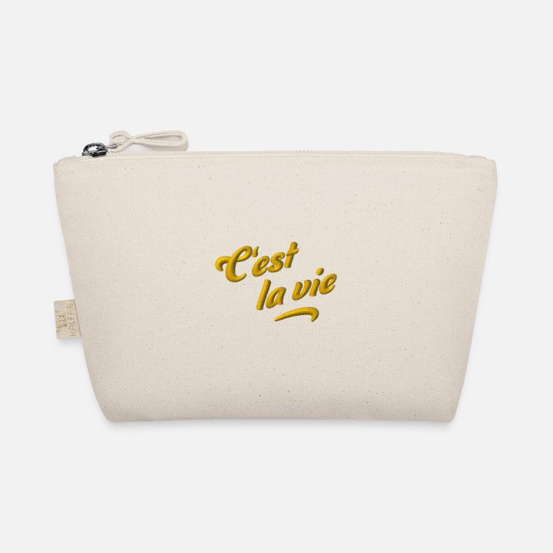 C'est la vie embroidered - Organic Pouch - nature