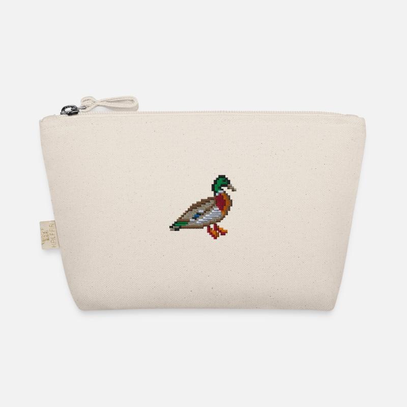 Pixel-Ente bestickt - Bio-Täschchen - Natur