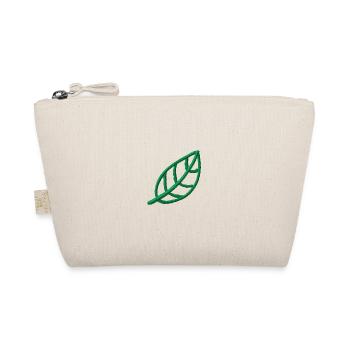 Leaf embroidered - Organic Pouch - nature - Front
