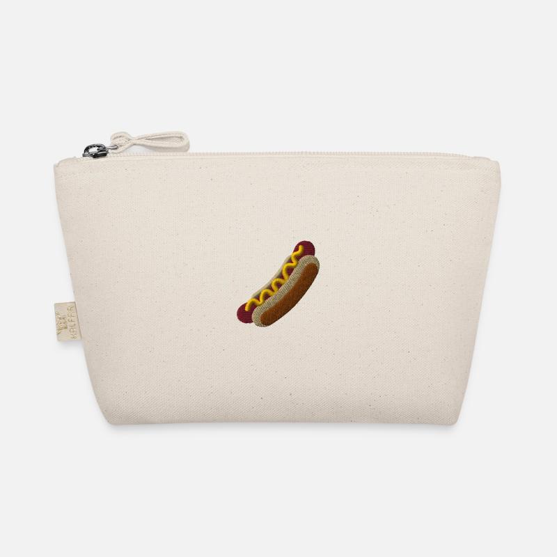 Hot Dog bestickt - Bio-Täschchen - Natur