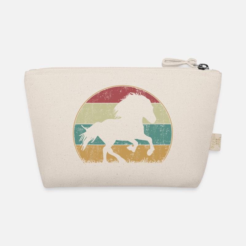 Islandpferd Tölt Retro Vintage Silhouette - Bio-Täschchen - Natur