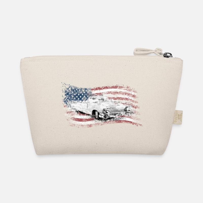 Cadillac Oldtimer Auto USA Amerika Fahne Cabrio - Bio-Täschchen - Natur