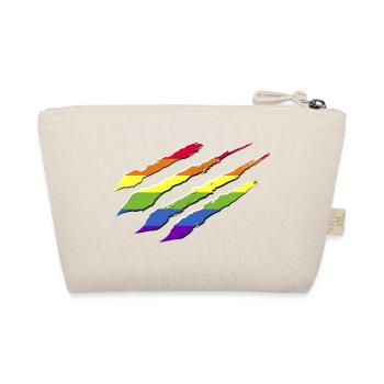 Regenbogenfahne Kratzer Krallen LGBT CSD - Bio-Täschchen - Natur - Hinten