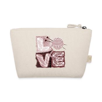 I Love Stricken und Häkeln und Wolle - Bio-Täschchen - Natur - Hinten
