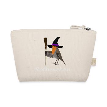 Rotkehlchen Rothexchen Halloween Lustig Hexe Besen - Bio-Täschchen - Natur - Hinten
