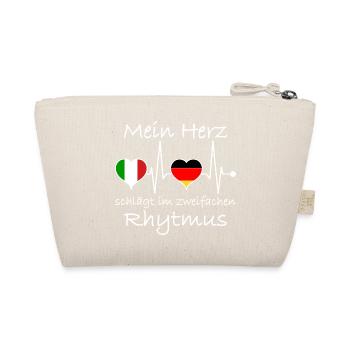 Italien Deutschland Flagge Herzschlag - Bio-Täschchen - Natur - Hinten