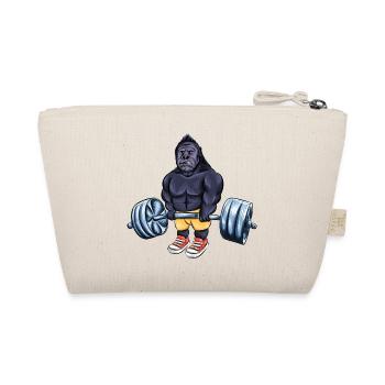 cooler Gorilla Training Geschenk Gewichte heben - Bio-Täschchen - Natur - Hinten