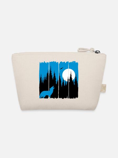 Wolf vor Mond/Sonne Waldbewohner Waldtier Geschenk - Bio-Täschchen - Natur - Hinten