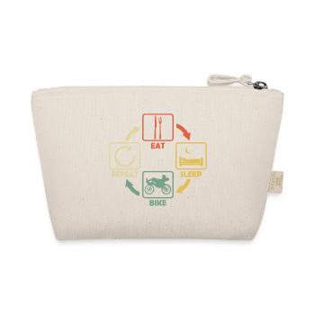 Liegefahrrad Liegerad Eat Sleep Spruch Retro - Bio-Täschchen - Natur - Hinten