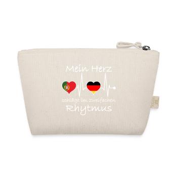 Portugal Deutschland Flagge Herzschlag - Bio-Täschchen - Natur - Hinten
