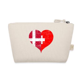 Flagge Schweiz Dänemark Herz Vintage - Bio-Täschchen - Natur - Hinten
