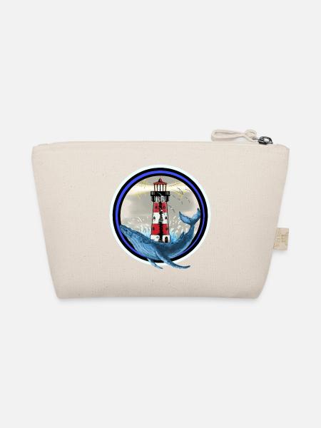 Marine Mammals Fish Whale Lighthouse Sea Coast Ahoy - Organic Pouch - nature - Back
