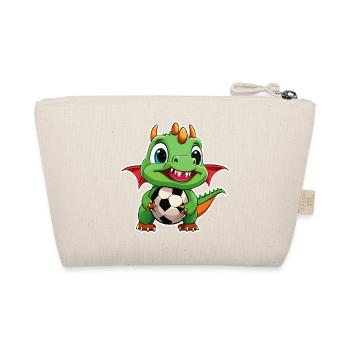 02 Baby Dragon with Soccer Child Picture Funny - Organic Pouch - nature - Back