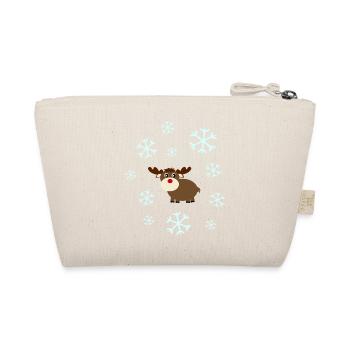Reindeer in the snow Elk Snowflake Christmas - Organic Pouch - nature - Back