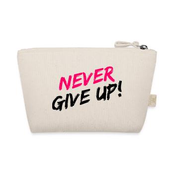 « N’abandonnez jamais! » Motivation en rose et noir - Trousse biologique - nature - Dos