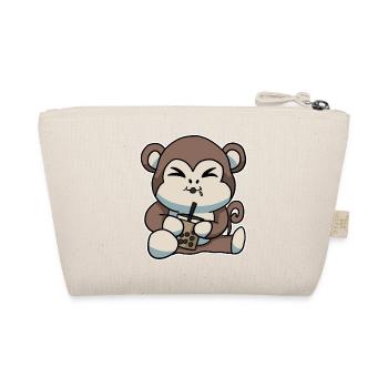 Cute Monkey drinking Bubble Tea Kawaii Anime - Organic Pouch - nature - Back