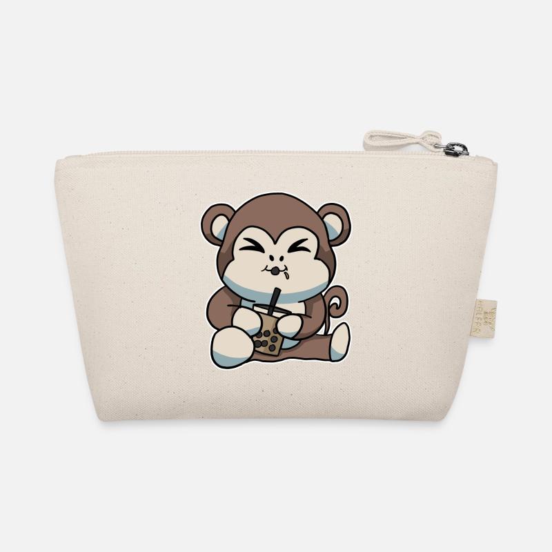 Cute Monkey drinking Bubble Tea Kawaii Anime Organic Pouch