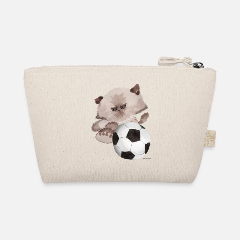 Katze Fußball Sport Geschenk Kind lustig spaß Tor - Bio-Täschchen - Natur