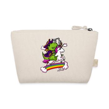 T-Rex Dinosaur Pirate Riding Unicorn - Organic Pouch - nature - Back