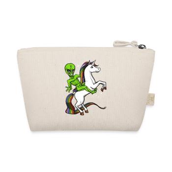 Space Alien Riding Unicorn UFO Cosmic - Organic Pouch - nature - Back