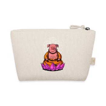 Pig Buddha Zen Yoga Meditation Farm Pork Animal - Organic Pouch - nature - Back