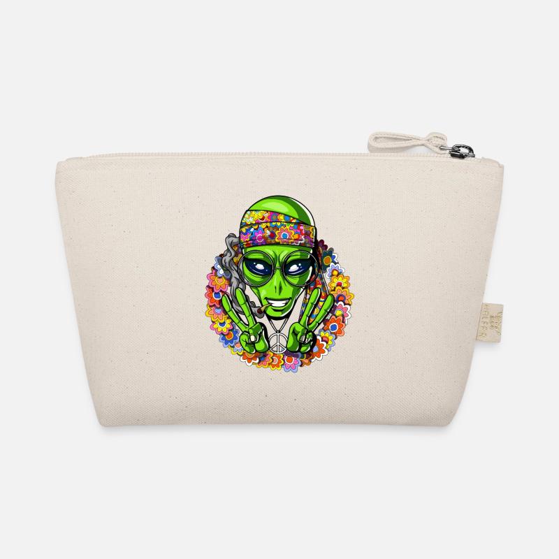 Lustiges Hippie-Alien-psychedelisches Friedenszeichen Bio-Täschchen