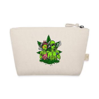 Alien Hippie Smoking Weed Psychedelic Cannabis UFO - Organic Pouch - nature - Back
