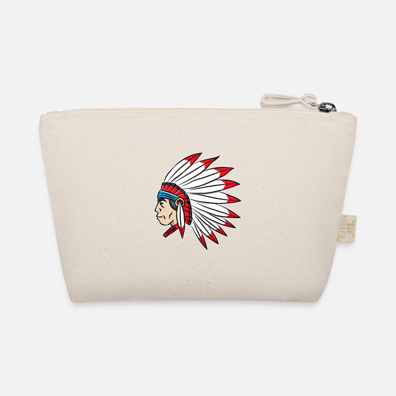 Indianer Häuptling Federschmuck Comic Geschenk Bio-Täschchen