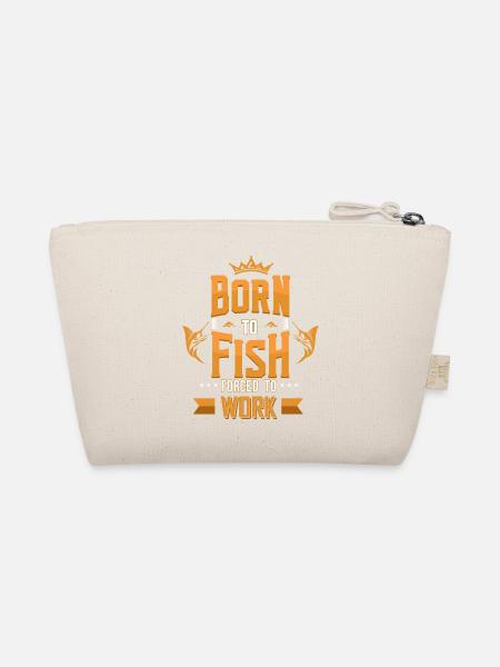 Geboren zum Fischen Gezwungen Arbeit Geschenk - Bio-Täschchen - Natur - Hinten