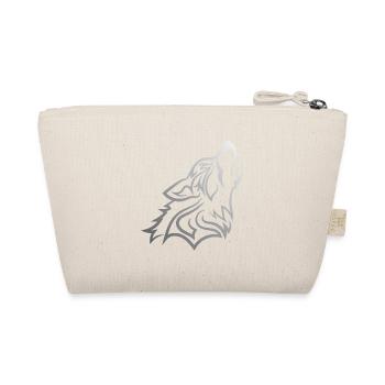 Howling Wolf - Funny Graphic Silvered Wolf Design - Organic Pouch - nature - Back