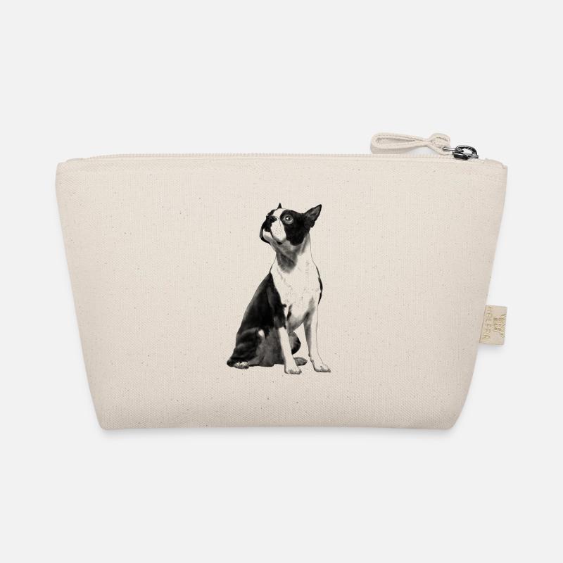 Sitzender Boston Terrier Hund Bio-Täschchen