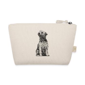 Sitting Border Terrier Dog - Organic Pouch - nature - Back