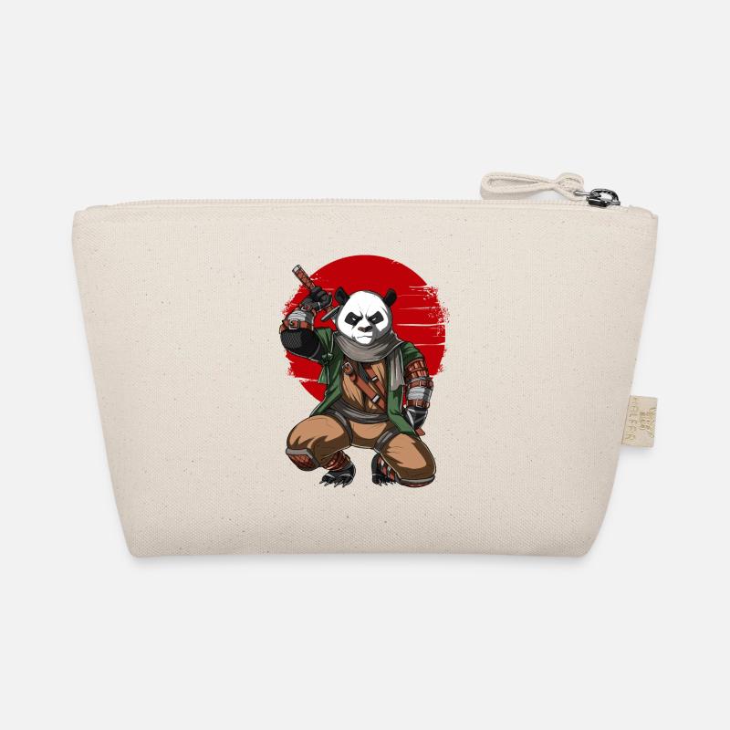 Panda Bear Ninja Samurai - Organic Pouch - nature