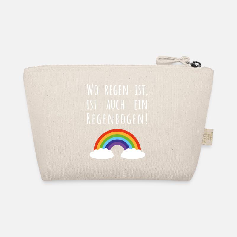 Spruch "Wo Regen ist, ist auch ein Regenbogen" Bio-Täschchen