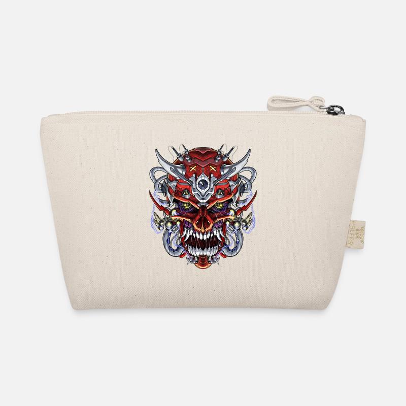 Japanese Demon Skull Mask Organic Pouch