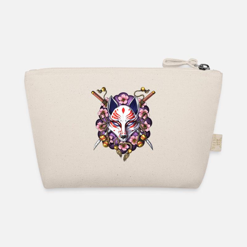 Kitsune Japanese Fox Mask - Organic Pouch - nature
