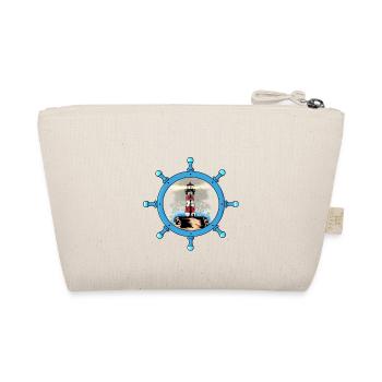 Maritim Steuerrad Leuchtturm Küste Sturm Ahoi - Bio-Täschchen - Natur - Hinten