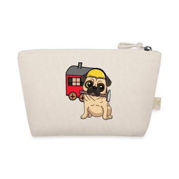 Construction Site Craftsman Dog Pug Construction Trailer Craft - Organic Pouch - nature - Back