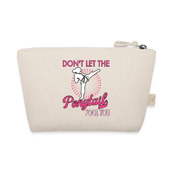Karate Taekwondo Girls Women Karate Kick - Organic Pouch - nature - Back