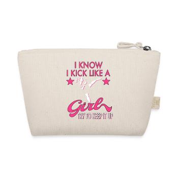 Karate Taekwondo Girls Women Karate Kick - Organic Pouch - nature - Back
