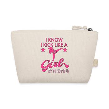 Karate Taekwondo Girls Women Karate Kick - Organic Pouch - nature - Back