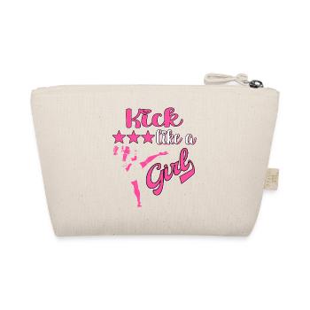 Karate Taekwondo Girls Women Karate Kick - Organic Pouch - nature - Back