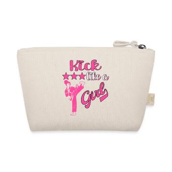 Karate Taekwondo Girls Women Karate Kick - Organic Pouch - nature - Back