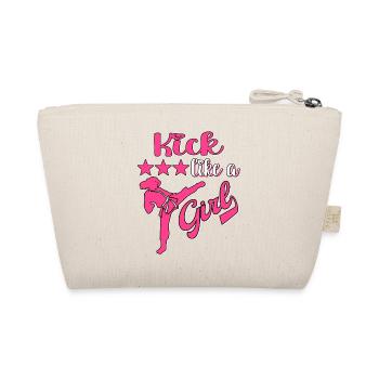Karate Taekwondo Girls Women Karate Kick - Organic Pouch - nature - Back